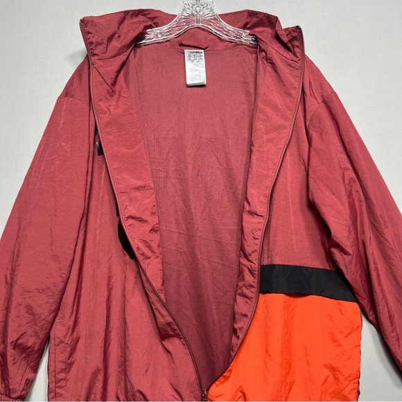 Adidas Burgundy Windbreaker Track Jacket Full Zip Women’s Size Large Colorblock - Picture 8 of 12